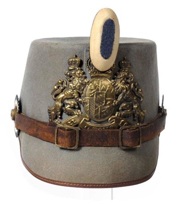 Lot 171 - A First World War German Jager Regiment Felt Shako, in field grey, with white cloth and blue...