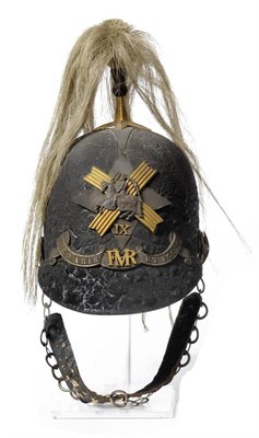 Lot 175 - A Victorian Leather Spiked Helmet to the Fifeshire Mounted Rifle Volunteers, with white...