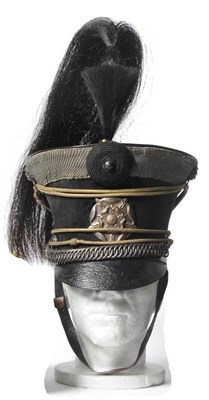 Lot 177 - A 19th Century Bell Top Shako to the Yorkshire Hussars, circa 1810, with dished leather top,...