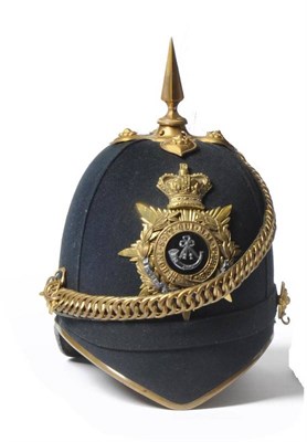 Lot 180 - A Victorian Officer's Spiked Blue Cloth Helmet to the Durham Light Infantry, with gilt brass spike