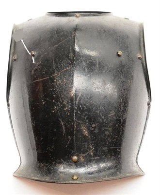 Lot 183 - A 19th Century French Iron Cuirass (Breastplate), painted black, of rounded form with raised medial