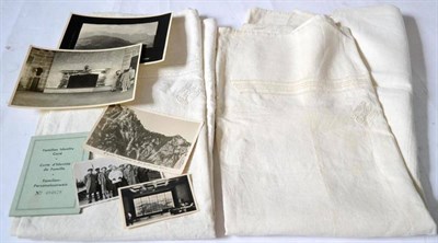 Lot 205 - A Pair of German Third Reich White Linen Pillowcases, each with cut and drawn thread inner...