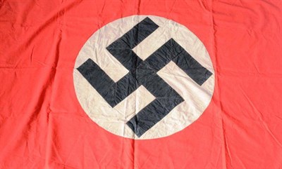 Lot 219 - A German Third Reich NSDAP Banner, in red cotton, one side applied with black cotton swastika...