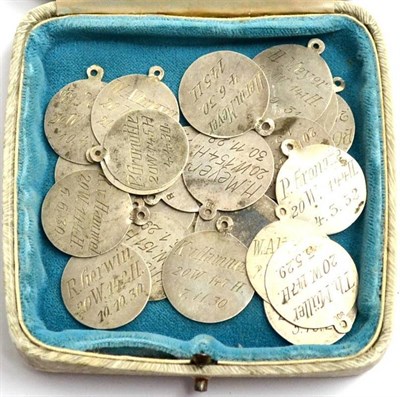 Lot 223 - A Rare Collection of Twenty Three German Third Reich White Metal Dog Identity Tags, each...