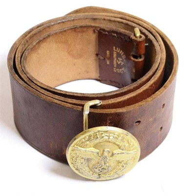 Lot 229 - A German Third Reich NSDAP Political Leader's Leather Belt,  the gilt washed aluminium clasp...