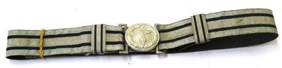 Lot 230 - A German Third Reich RLB Officer's Brocade Dress Belt and Buckle, First Pattern, the silver brocade