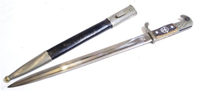 Lot 232 - A German Third Reich Police Dress Bayonet, the chromed steel blade stamped with maker's logo...