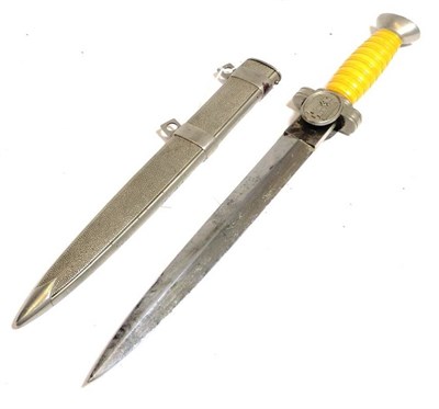 Lot 234 - A German Third Reich DRK Leader's Dagger, with unmarked double edge steel blade, the white...