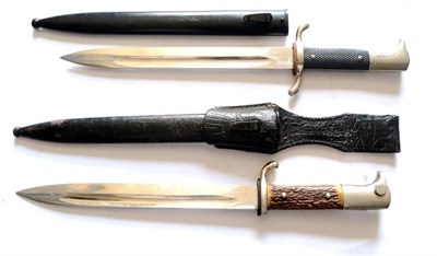 Lot 236 - A German Third Reich Parade Bayonet, the blade with maker's logo of ACS and a pair of scales,...