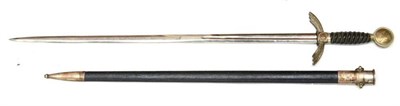 Lot 237 - A German Third Reich Luftwaffe Officer's Sword, the 72cm double edge fullered steel blade...