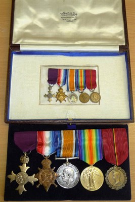 Lot 266 - A First World War Group of Five Medals and the Miniatures, awarded to O.W.E HEDLEY, B.R.C.&...