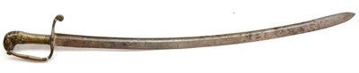 Lot 261 - An 18th century Continental Hanger, the 72cm single edge slightly curved steel blade with a...