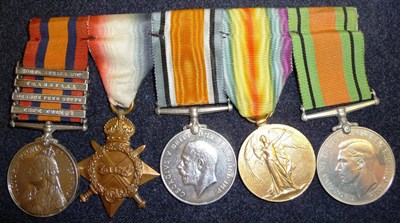 Lot 270 - A Boer War/First World War Group of Five Medals, awarded to 37619 TPR.P.MILBOURNE....