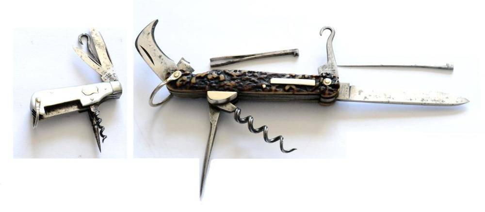 Lot 289 - A Victorian Folding Pocket Knife by Allen & Son, Sheffield, set with a pruning blade, plain...
