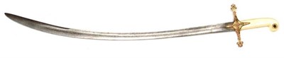 Lot 293 - A 19th Century French Officer's Mameluke Sword, the 79cm single edge curved fullered steel...