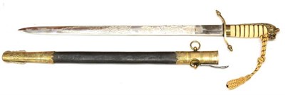 Lot 299 - A Copy of a British Naval Dirk, with brass mounted leather scabbard