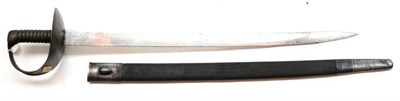 Lot 335 - A British 1842/87 Royal Navy Cutlass. the 68cm slightly curved, flat, spear pointed blade marked WD