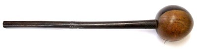 Lot 351 - A Zulu Knobkerrie, of dense hardwood, with large globular head, the tapering cylindrical haft...