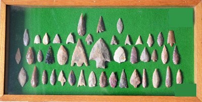 Lot 393 - A Collection of Forty Four Early Knapped Flints, including British, North American Indian and...