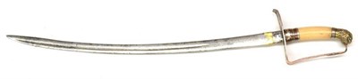 Lot 402 - A 19th Century Ceylonese Sword, the 65cm single edge curved steel blade with loose brass mount...