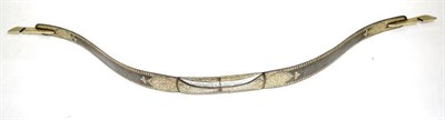 Lot 412 - A Modern Indian Damascened Steel Bow, of two sections screwing together at the swollen grip,...