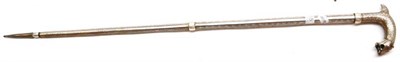 Lot 415 - A Modern Indian Steel Walking Stick, of octagonal sectional form, inlaid with foliate scrolls...