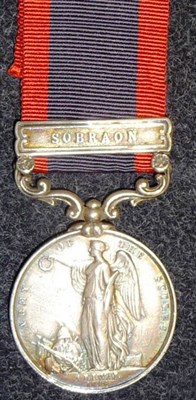 Lot 283 - A Sutlej Medal 1846 (ALIWAL), with clasp SOBRAON, awarded to NEIL McLAUGHLIN 50TH REGT....