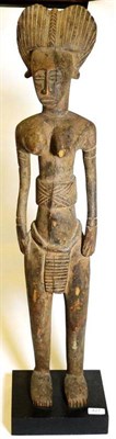 Lot 427 - A Baule, Ivory Coast Carved Wood Maternity Figure, standing with high double domed and combed...