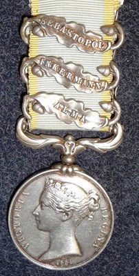 Lot 286 - A Crimea Medal 1854, with three clasps ALMA, INKERMANN and SEBASTOPOL, awarded to CORPL. BENN....