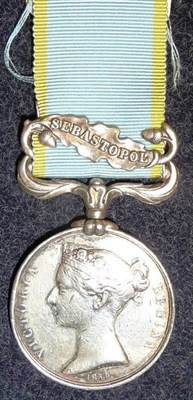 Lot 288 - A Crimea Medal 1854, with clasp SEBASTOPOL, awarded to PTE.PETER RIVAL, 14TH FOOT, (renamed).