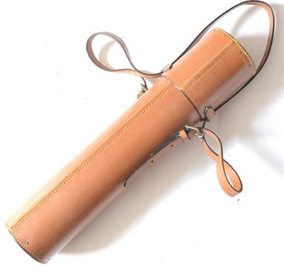 Lot 477 - A Westley Richards Leather Telescope Case, cylindrical with stitched seams, the carrying strap with