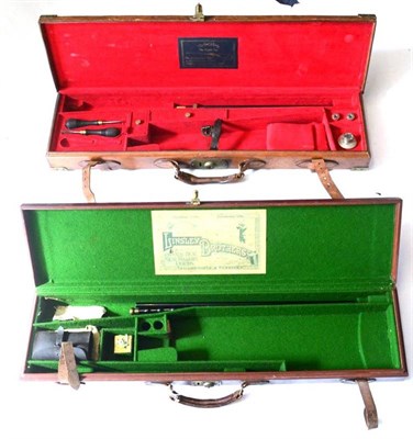 Lot 478 - A Brass Bound Leather Shotgun Case, the interior with later crimson lining and fittings, to...