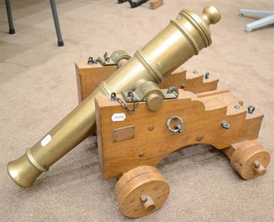 Lot 481 - REGISTERED FIREARMS DEALER ONLY A Modern Brass Signal Cannon, with 61cm ring knopped barrel,...