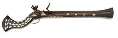 Lot 502 - A 19th Century Afghan Flintlock Blunderbuss, with 51.5cm steel barrel, the lockplate later engraved