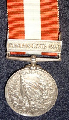 Lot 292 - A Canada General Service Medal 1899, with clasp FENIAN RAID 1866, awarded to Pte.SD.McConnell...