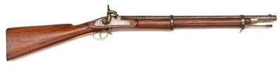 Lot 513 - A 19th Century Percussion Cap Two Band Carbine, with 58cm steel barrel, unmarked lockplate and...