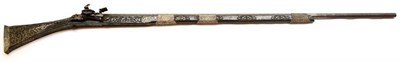 Lot 519 - A 19th Century Balkan Miquelet Long Gun, with 135cm tapering octagonal steel barrel, steel lock...