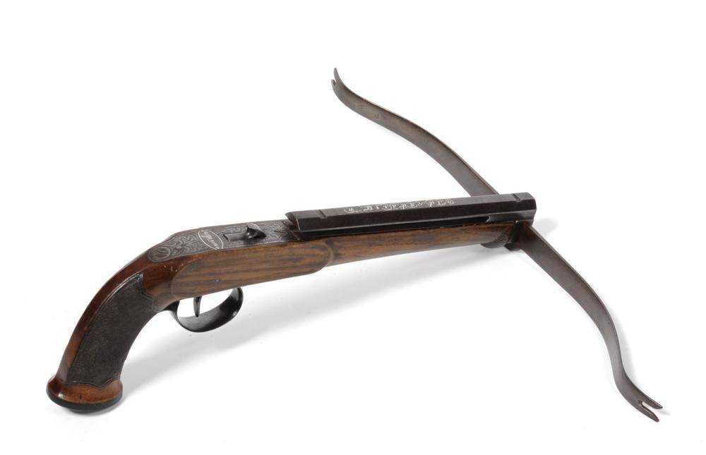 Lot 547 - A Rare 19th Century Russian Pistol Crossbow by S I Orlov, St Petersburg, with 44cm steel...