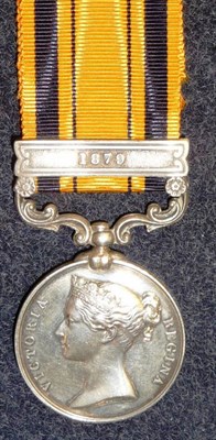 Lot 296 - A South Africa Medal 1879, with clasp 1879, awarded to 2020. PTE.W.GREENAWAY. 1-24TH FOOT.