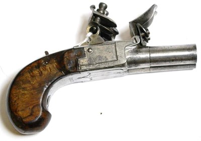 Lot 572 - A Late 18th/Early 19th Century Continental Flintlock Double Barrel Pocket Pistol, with 3.5cm...