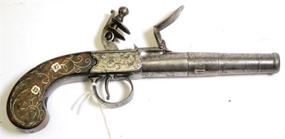 Lot 573 - An 18th Century Irish Queen Anne Flintlock Greatcoat Pistol by W  Trulock, Dublin, the 10cm...