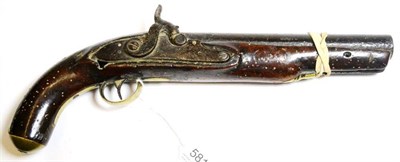 Lot 581 - A 19th Century Percussion Cap 8 Bore Service Pistol, with 23cm steel barrel, walnut stock with...