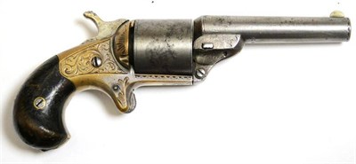 Lot 587 - A Moores Patent Fire Arms Co. Rimfire Six Shot Pocket Revolver, the 8.5cm cylindrical steel...