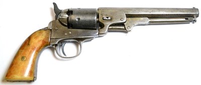 Lot 594 - A Colt Brevete .44 Calibre Percussion Five Shot Revolver, No.3081, the 14.5cm octagonal steel...