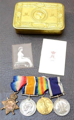 Lot 21 - A First World War Naval Long Service Group of Four Medals, awarded to 271621. F.(FRED) KING....