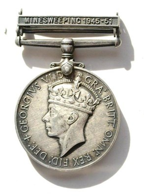 Lot 28 - A Naval General Service Medal, 1915-62, with clasp MINESWEEPING 1945-51, awarded to D/JX.71164...