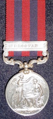 Lot 305 - An India General Service Medal 1854, with clasp BHOOTAN, awarded to 1014 J WARNOCK H Ms 55TH REG.