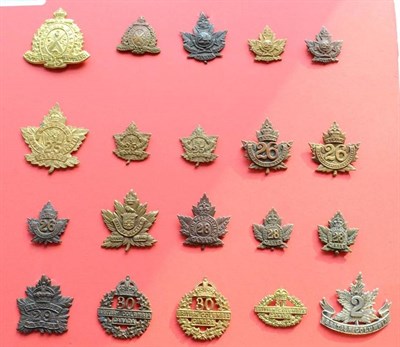 Lot 48 - A Collection of Twenty First World War Canadian Cap and Collar Badges, to the 23rd Infantry...