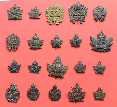 Lot 49 - A Collection of Twenty First World War Canadian Cap and Collar Badges, to the 31st Infantry...