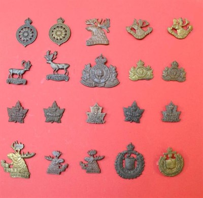 Lot 52 - A Collection of Twenty First World War Canadian Cap and Collar Badges, to the Princess...